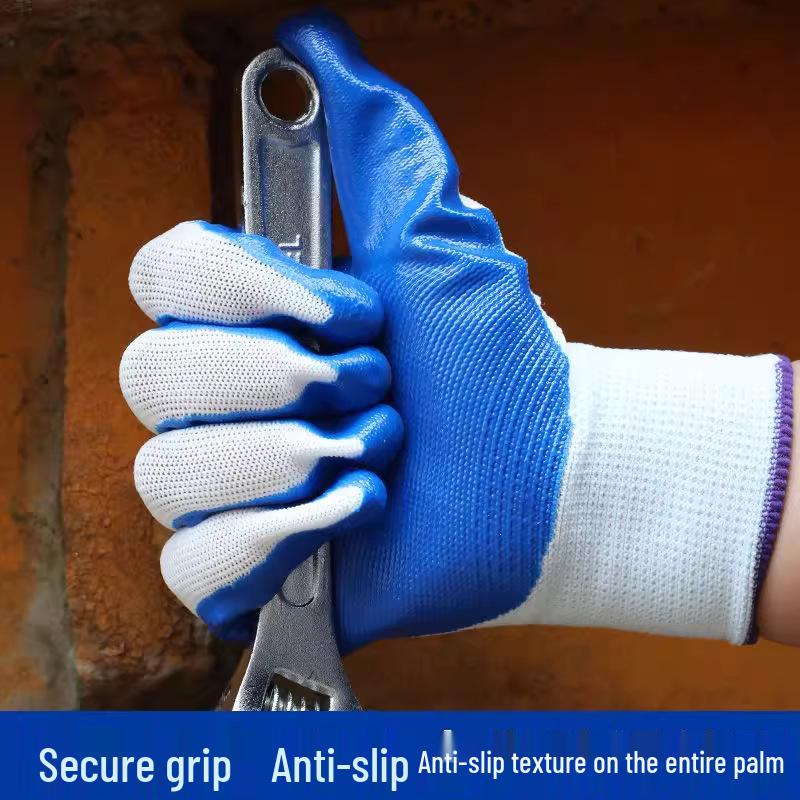 Latex Nitrile Non-Slip Work Gloves - Waterproof, Wear-Resistant Rubber Foam for Construction Sites