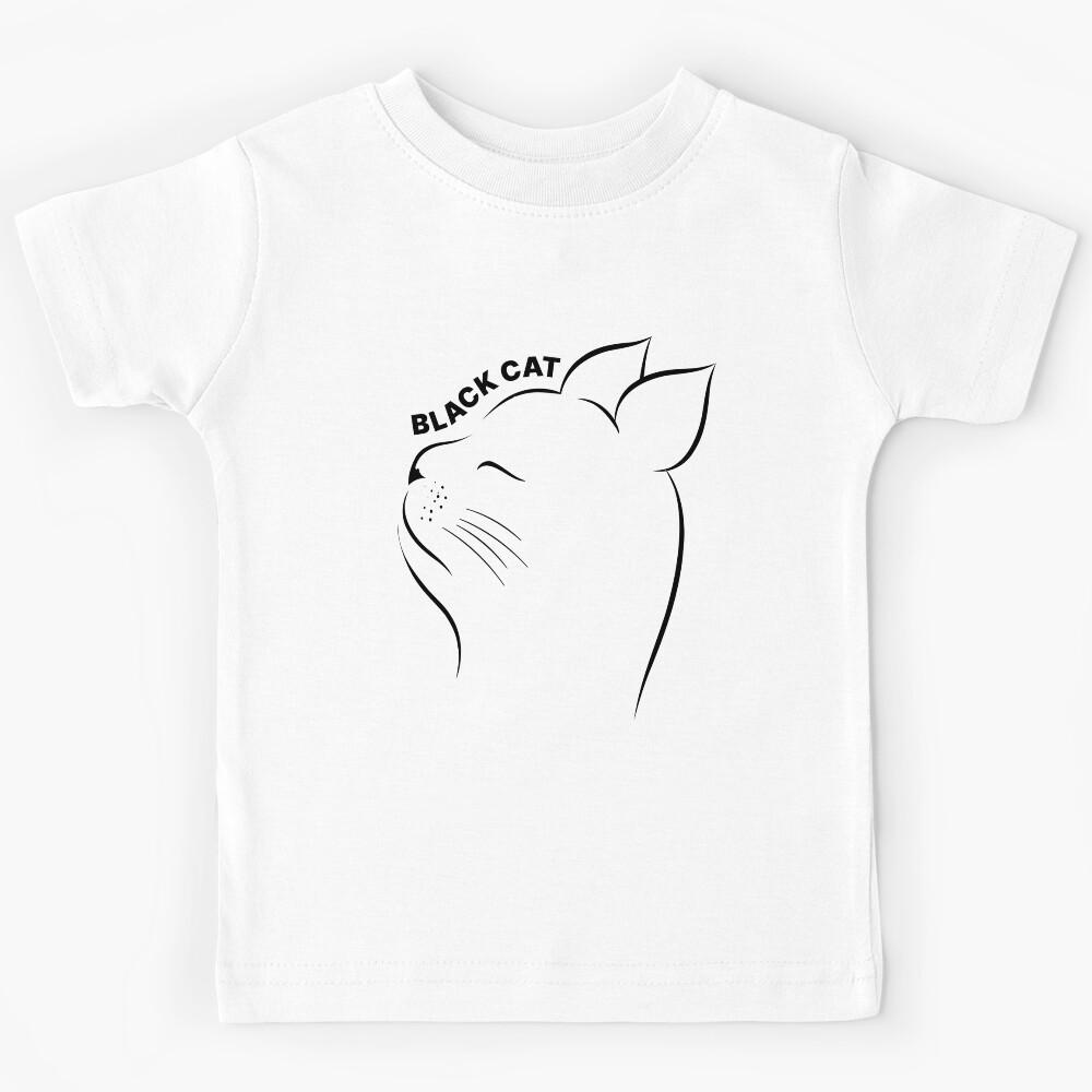 Black Cat Minimal Art Kids T-Shirt 130