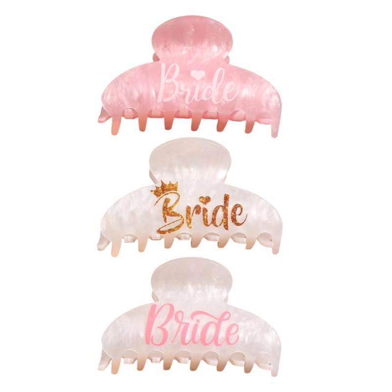 Bridal Hair Claw Clip with Bride Lettering Design Wedding Ceremony Hair Accessories Nonslip Hair Claw Strong Hair Holder