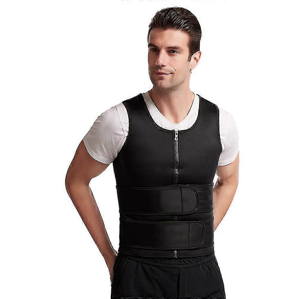 Men Body Shaper Waist Trainer Sauna Vest Double Belt Abdomen Slimming Sweat Vest Fitness Belt