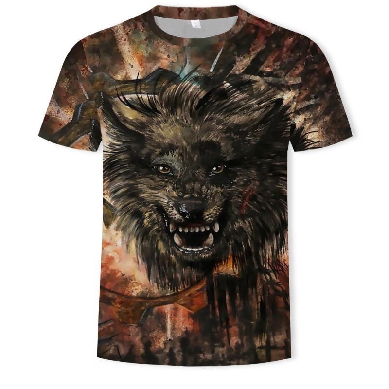 Men's 3D Printed T-Shirt Animal Pattern Printing Short Sleeve O-Neck Pullover Casual Top