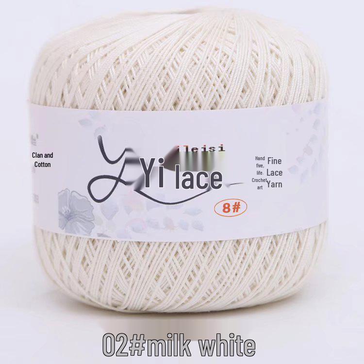 8# 100% Cotton Lace Yarn - 50g Ball, 400m, Strong Twist Crochet Thread for Hand-knitting, Flowers, Hats, and Cardigans - Free Shipping.