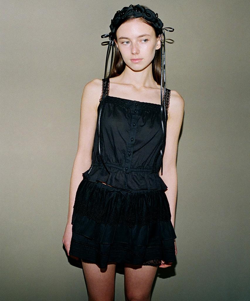 Deotiseu Petunia Lace Sheer Banding Skirt_Tt5S506Bk