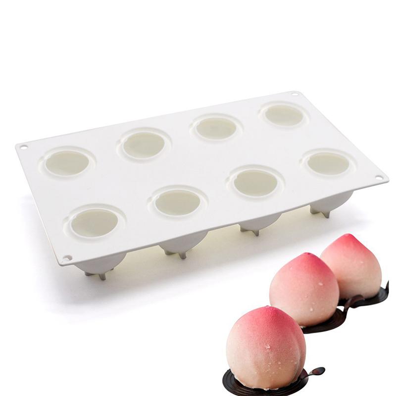 3D Peach Mousse Cake Silicone Mold Homemade Ice Cream Custard Pudding Baking Mold Cube Tray Wedding Festival Parties