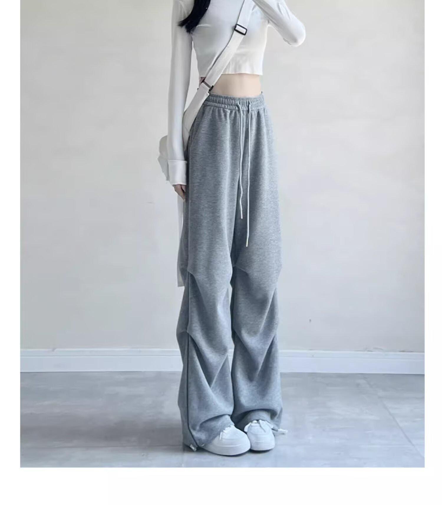 

Женские приталенные однотонные брюки прямого/широкого кроя для осени/зимы XL серый