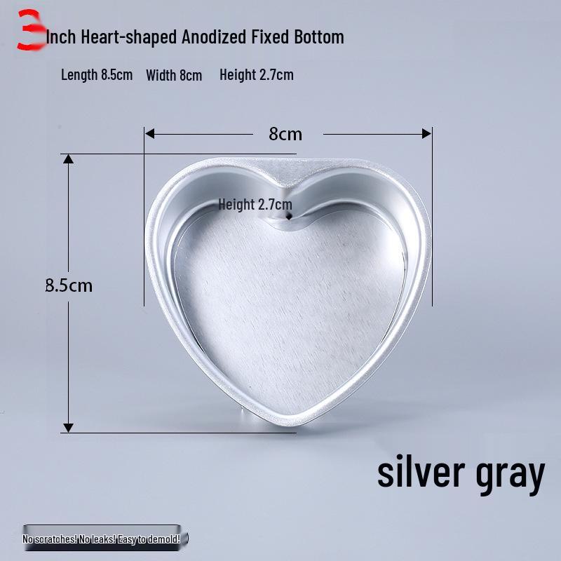 Heart-Shaped Non-Stick Aluminum Cake Mold with Removable Bottom (3-10 Inch) for Oven Use 3-inch Fixed Bottom