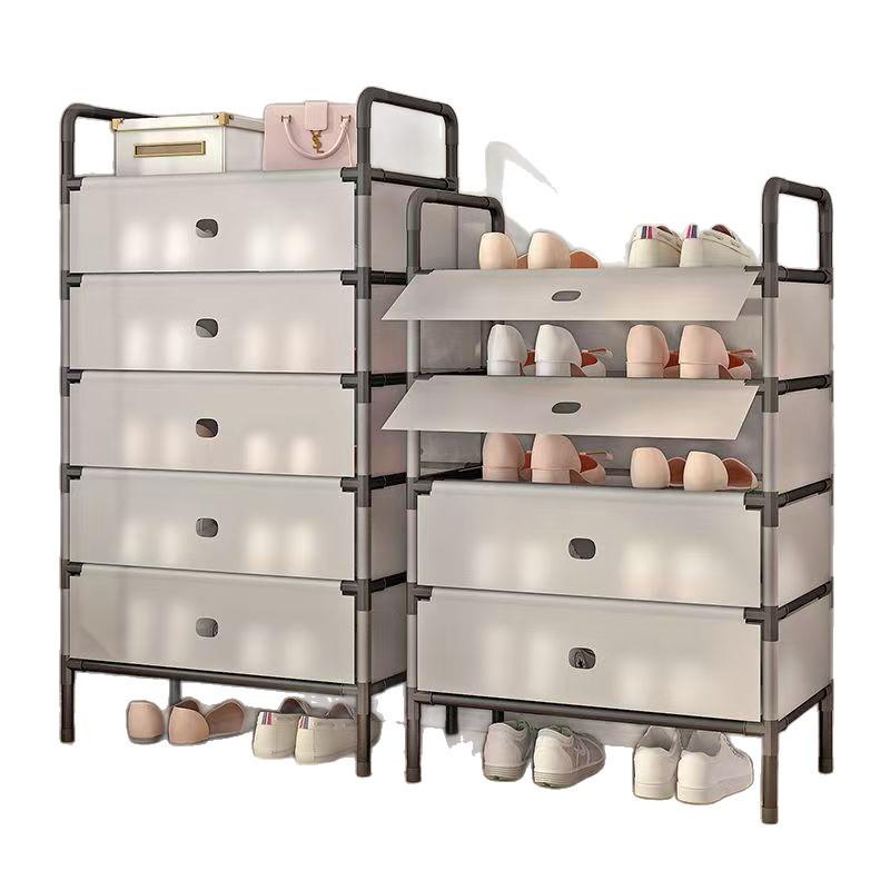 Sturdy Dustproof Multi-Layer Shoe Rack: Durable, Thickened, Large Capacity Storage Cabinet for Dorm or Rental Room.