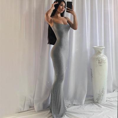 Fashion Elegant Suspender Maxi Dresses Summer Casual Fishtail Long Dresses Women Bodycon Robe 2023 Sleeveless Party Clothes 24826
