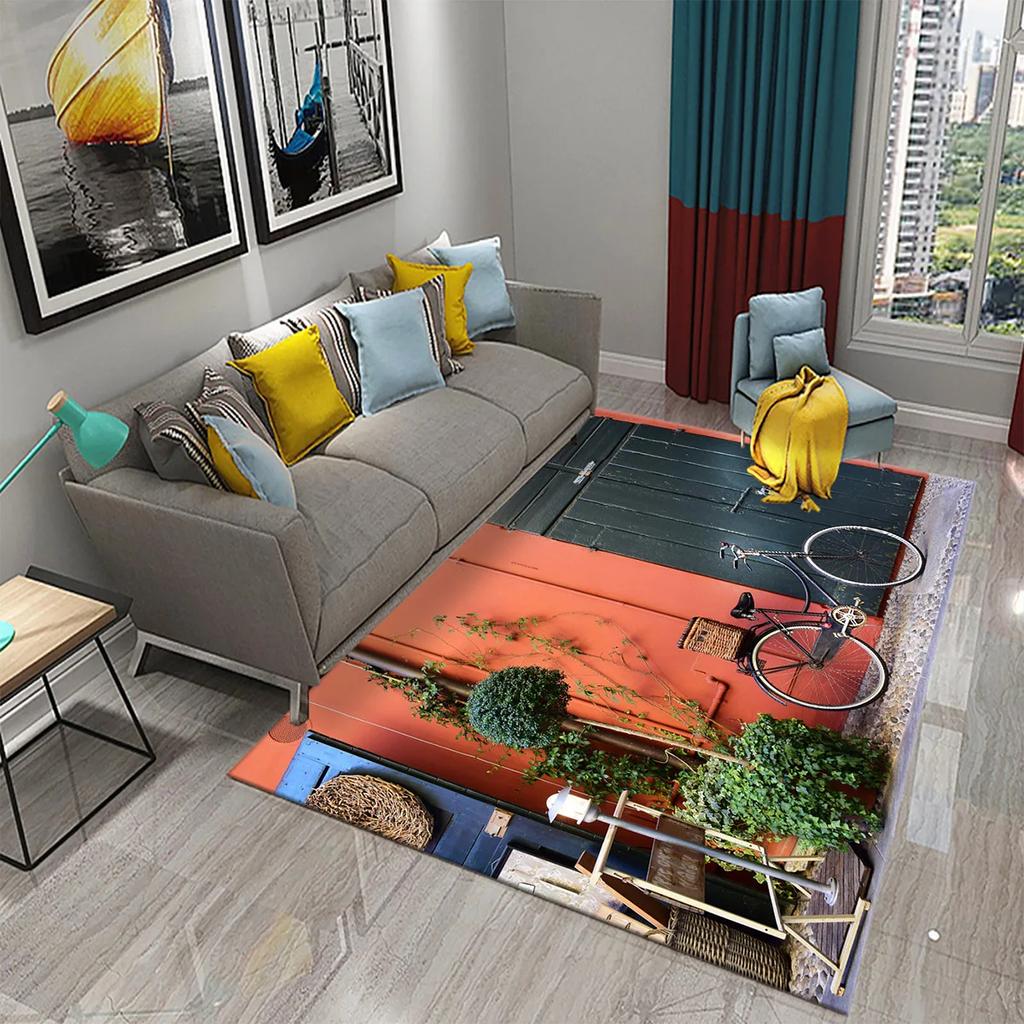 Dywan 3D w stylu vintage z rowerem Mata domowa do łazienki kuchni Dywan antypoślizgowy Mata dekoracyjna do salonu sypialni przedpokoju dla dzieci prezenty