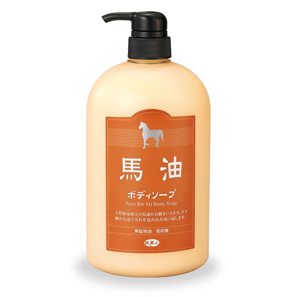 Azuma Shoji Tabibijin Horse Oil Body Soap, 1000ml (Solastera Drawstring Bag Set)