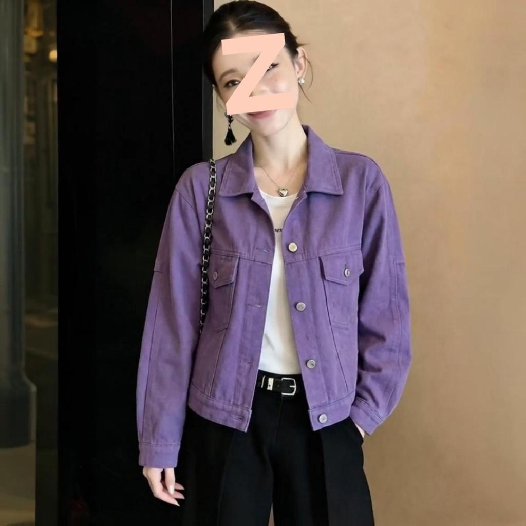 Chic Green Short Denim Jacket for Women - Spring Collection