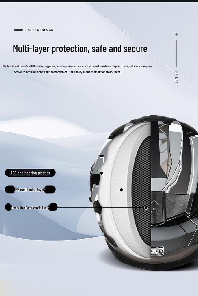 3C Certified Dual Lens Motorcycle Helmet for All Seasons – Unisex, Half and Full Face Options for Winter Riding