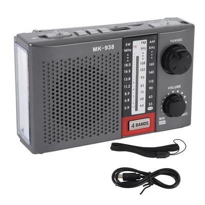 Portable Radio Rechargeable Stereo AM FM SW Full Bands Radio with Antenna Flashlight for Home