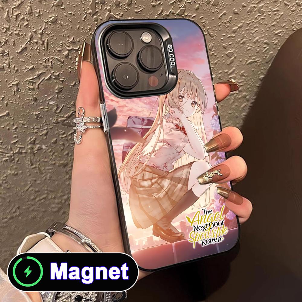 Angel Mahiru Shina Phone Case for iPhone 17 16 15 14 13 12 11 Air Pro Max Plus Colorful Silver MagSafe Cover