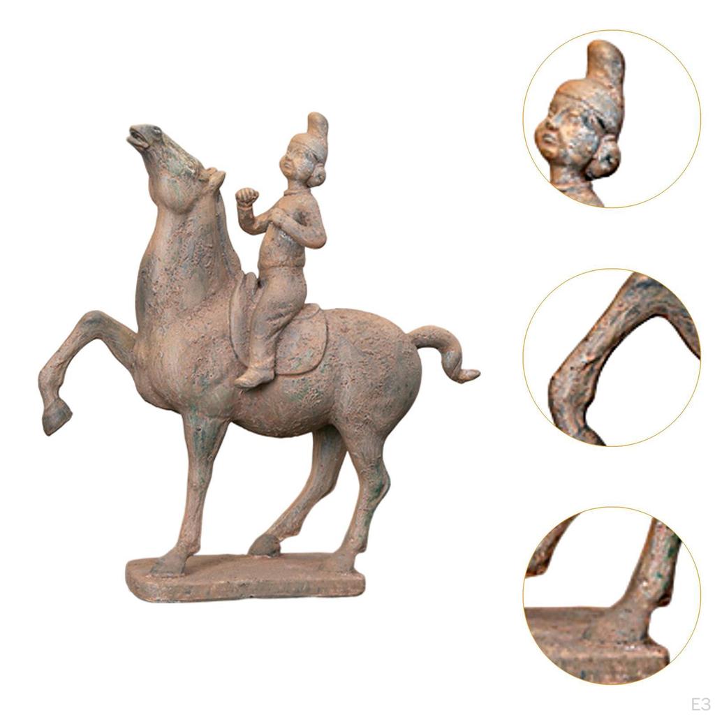 Ceramic Horse Riding Figurine Character Ornament Bookshelf Figurines for Housewarming Gift Study