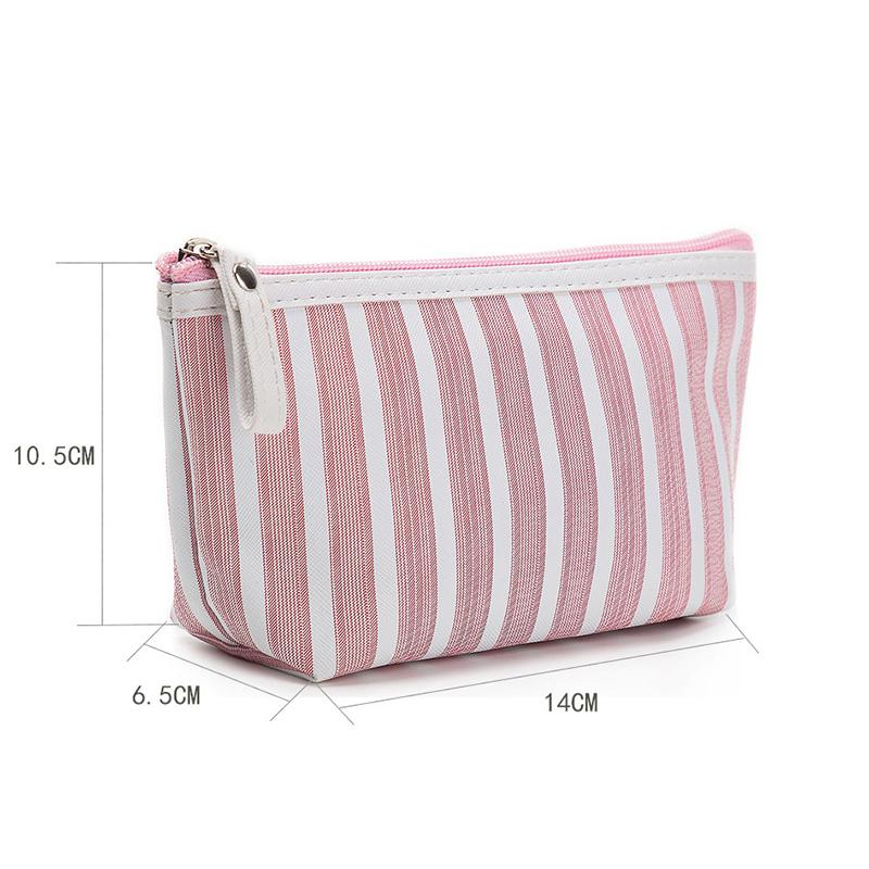 New Make Up Pouch Travel Striped Printed Cosmetic Bag Toiletry Organizer Purse Travel Portable Storage Bag Clutch