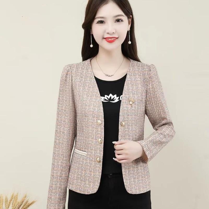 Podzimní Zimní Kostkovaný Krátký Oblek Vlněná Bunda Krátkého Střihu s Všestranným Temperamentem Zeštíhlující