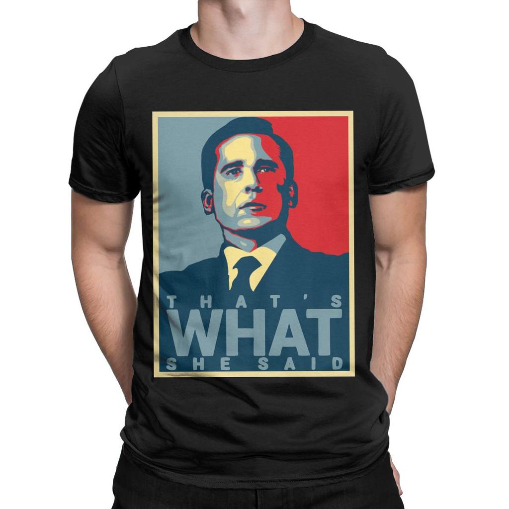 Men's T-Shirts Michael Scott That's What She Said Cotton Tees The Office Tv Series T Shirts Round Collar Clothing Party