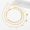 Temperament Simple Disc Pendant Set Necklace, Trendy Geometric Thin Chain Collarbone Chain Women