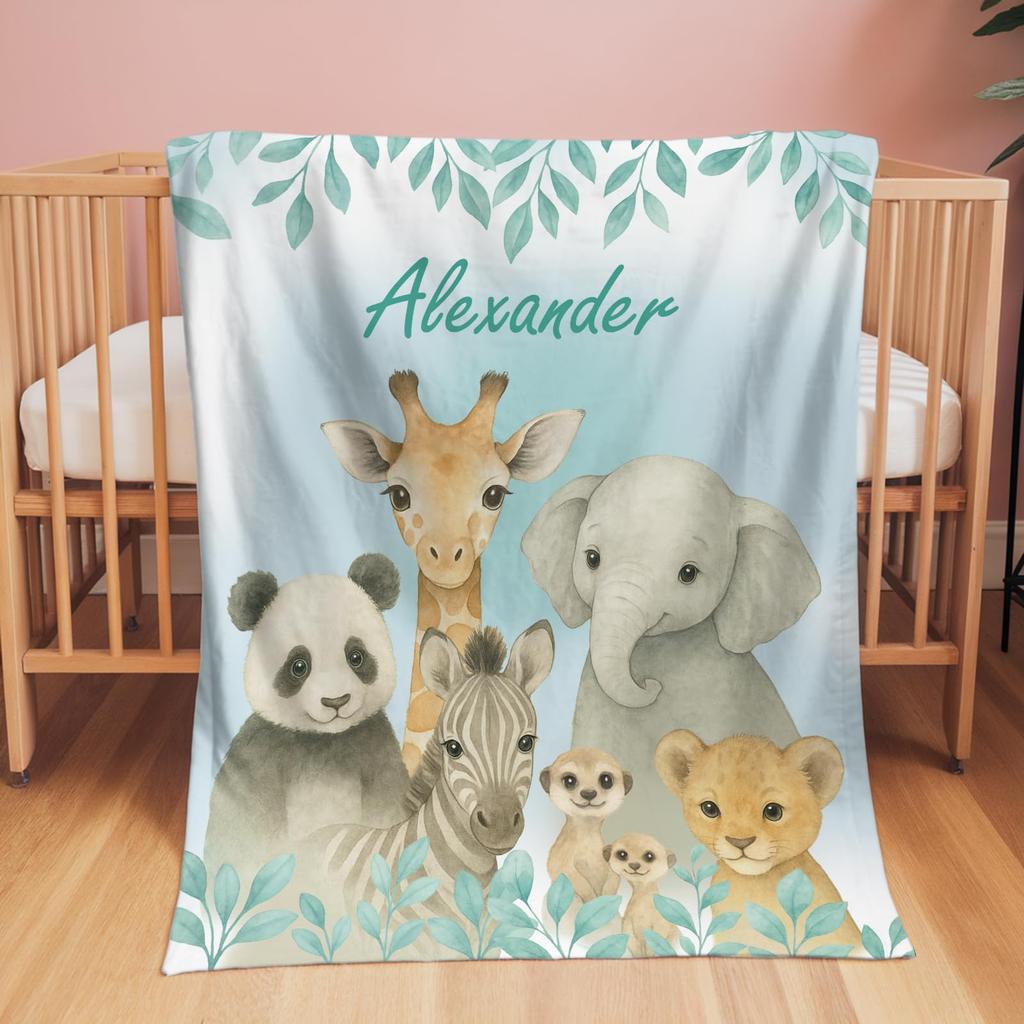VIKAMA Jungle Dier Cartoon Print Baby Deken. Zacht, Comfortabel, Wasbaar En Vuilafstotend, Voor Pasgeboren Doopfeesten En Slaapjes