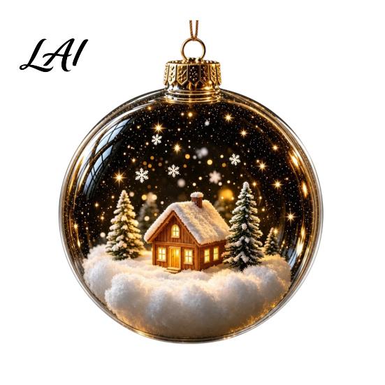 Warm Light Seasonal Ornaments Glowing Clear Christmas Ball Ornament Up Story Decoration with LED Decorative Garland Accents Light Mini Holiday Scene