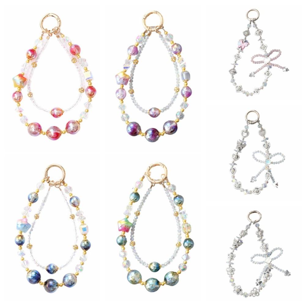 Bag Pendant Mobile Phone Keychain Strap Colorful Beads Phone Hanging Rope  Phone Case Accessories