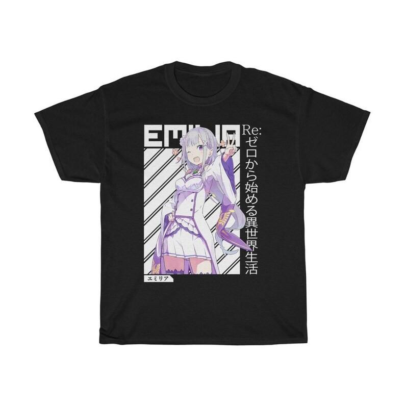 ReZero Emilia TShirt Anime Streetwear Waifu Rem Ram Subaru Tee