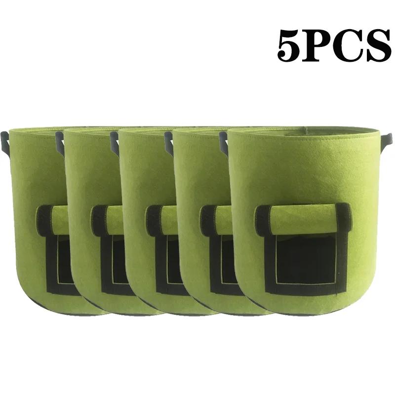 5/10Gallon Felt Plant Grow Bags Nonwoven Fabric Garden Potato Pot Greenhouse Vegetable Growing Bags Moisturizing Vertical Tools