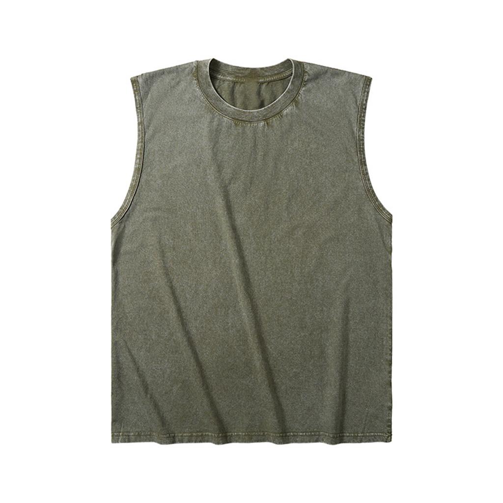 Camiseta sin mangas para hombre con cuello redondo Ajuste holgado informal Camiseta de tirantes para músculo Tejido de algodón suave para el uso diario