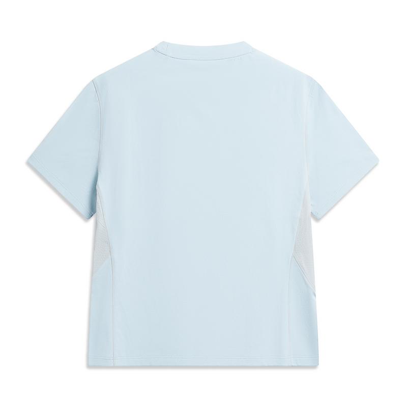 Li-Ning Outdoor CF Quick-Dry Cool Sun Protection Round Neck Short Sleeve T-Shirt Women tops Frost-Blue ATSW530-2