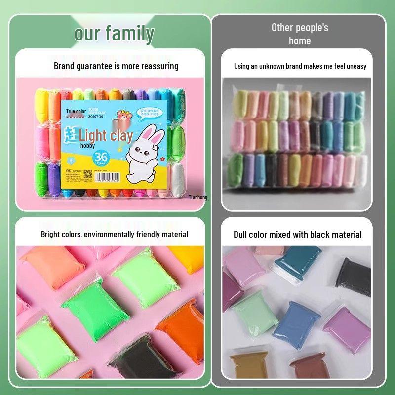 Clay Refill: Odorless Playdough for Kids, 12, 24, 36 Colors, Handmade Tools for Kindergarten.