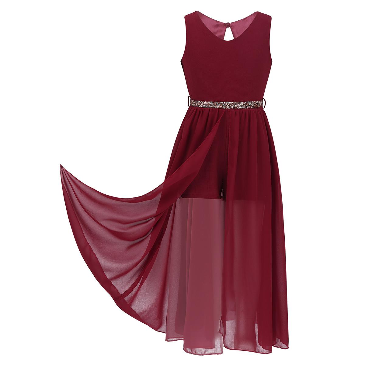 

Діти Дівчата Офіційна вечірка Бальна сукня Принцеса Весілля Подружки нареченої Дитяча сукня для першого причастя 14-16 Years бордовий