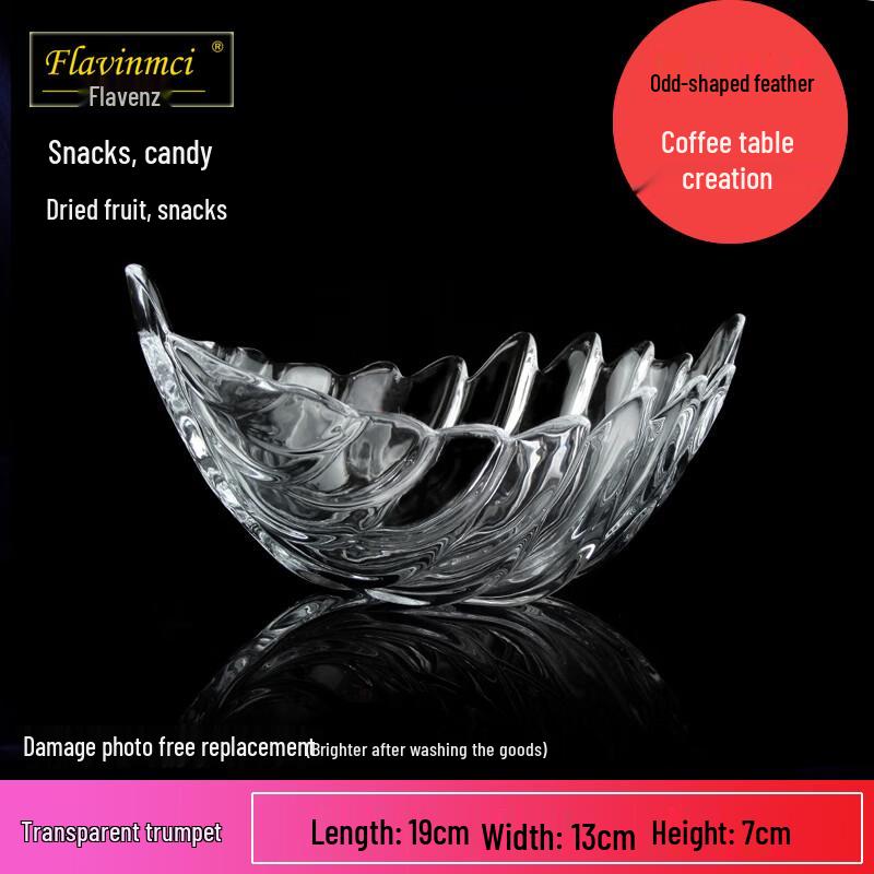 

Flavinmci Crystal Glass Feather Fruit Bowl