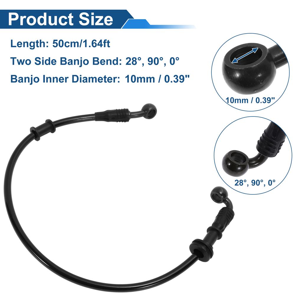 Motoforti 50/60/70/80/90/100/110/120/130cm Motorcycle Brake Clutch Oil Hose Line Kit for Motorcycles Dirt Bikes ATV Black