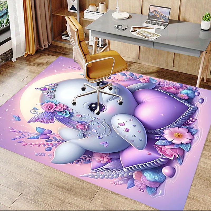 1pc Dolphin Princess Carpet Office Rug Outdoor Mat Home Decor Area Carpet Festival Gift Office desk chair carpet