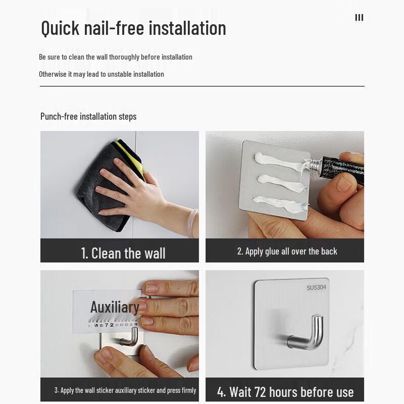 Heavy-Duty No-Drill Adhesive Wall Hooks