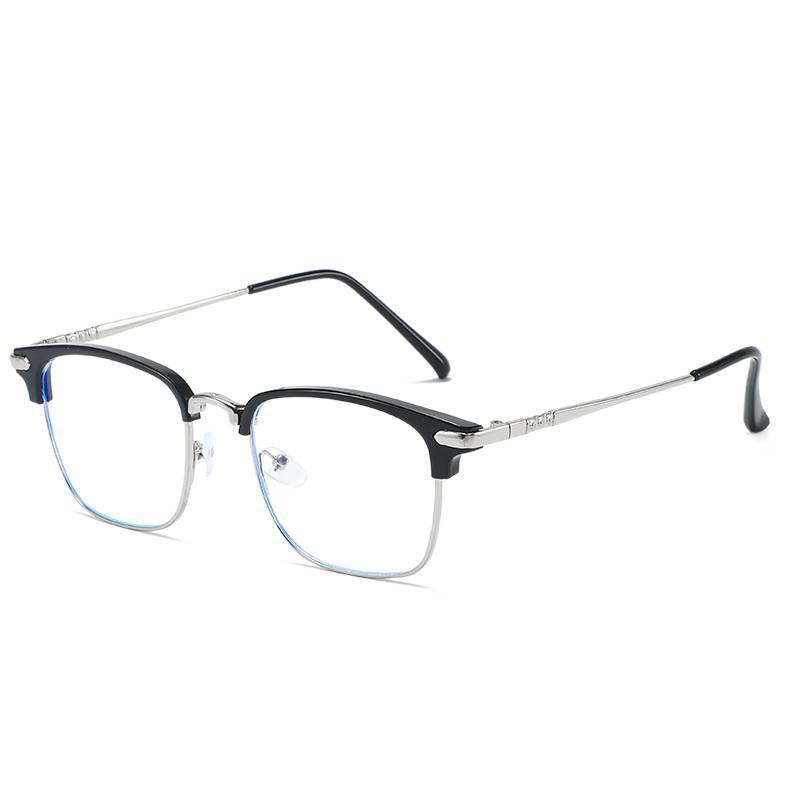 Ultra-light Half-Frame Metal Glasses: Anti-Blue Light, Retro Transparent Design for Men and Women