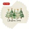 4/6pcs Christmas Tree Polka Dot Star Pine Tree Placemats, 12x18 Inch, Polyester 100., Hand Wash Only, Rectangular, for Kitchen Table, Holiday Party De