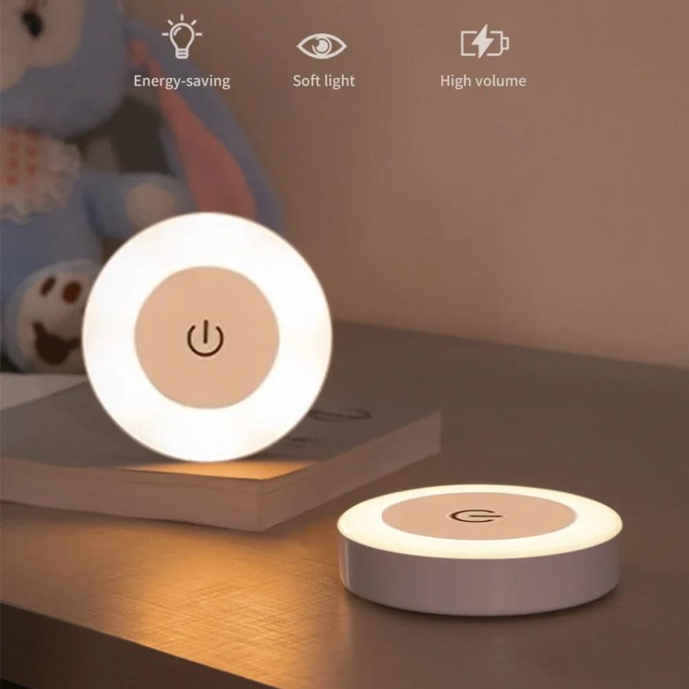 LED Night Light USB Rechargeable Night Lamp 3 Color Dimmable Wall Lamp Wireless Bedroom Kitchen Cabinet Wardrobe Staircase Lamp