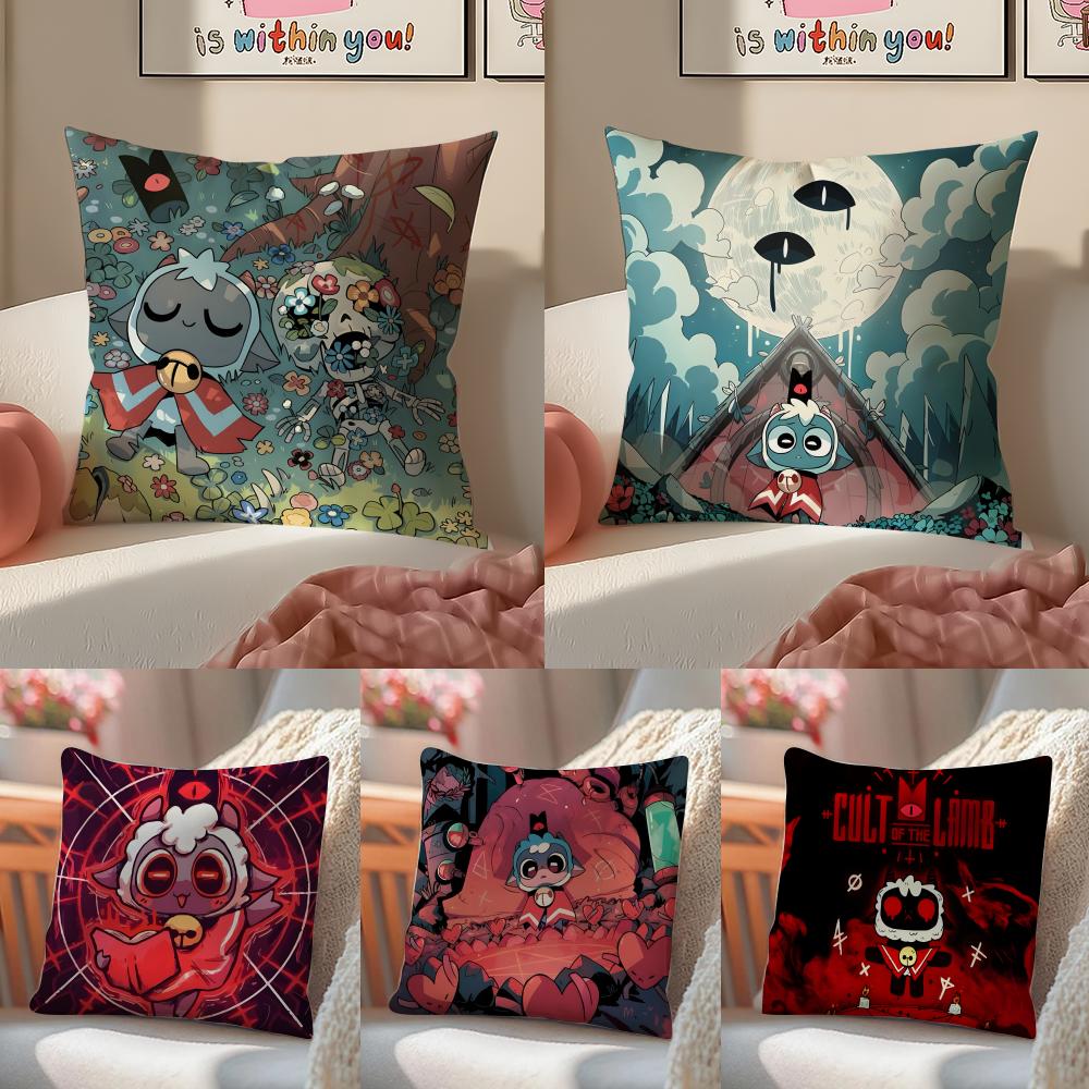 Simple Fashion Casual CCult Of The Lamb Game Cushion Cover Linen Pillowcase Cover Soft Decor for Sofa Home Room
