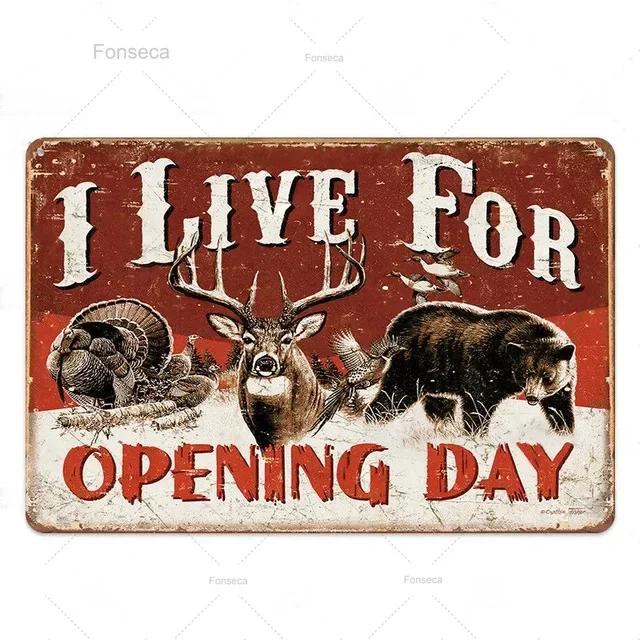 Hunting Tin Sign Plaque Metal Vintage Retro Metal Sign Wall Decor for Man Cave Gun Shop Decorative Metal Plate Hunter Gift