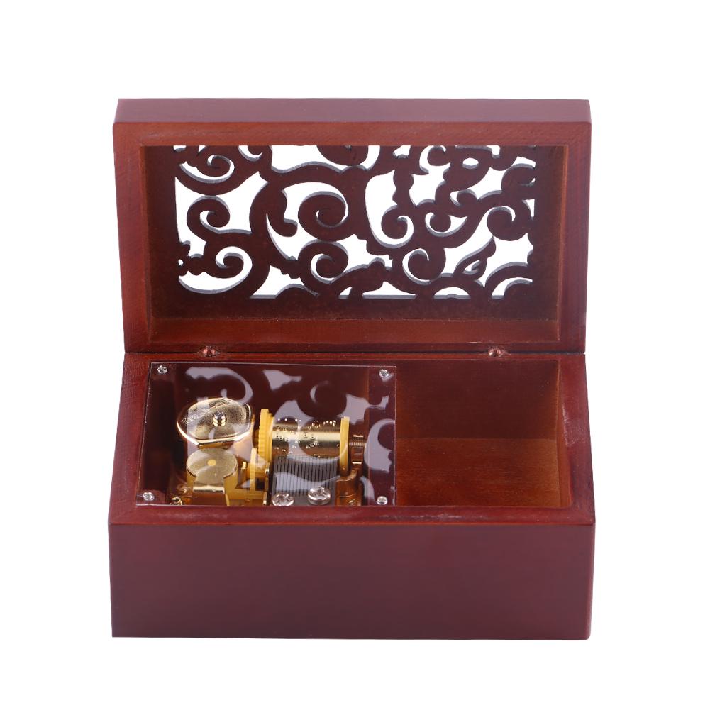 

1 шт. Миниатюрная музыкальная шкатулка из массива дерева с полым корпусом, 18 нот, заводная, футляр для драгоценностей(Золотое ДвижениеДля Алисы)