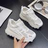 2025 spring and autumn soft leather through the net small height-increasing shoes fashion casual lightweight thick-soled Forrest Gump shoes sports sh