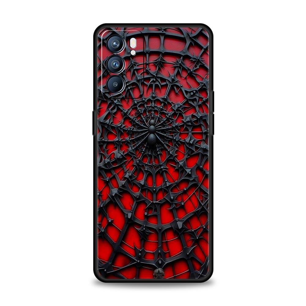 Spider Web Phone Case For Oppo A17 A31 A54 A57 A78 A79 A98 Find X5 X6 Reno 6 7 8 10 11 12 13 F Pro 5G Soft TPU Cover Fundas Bags