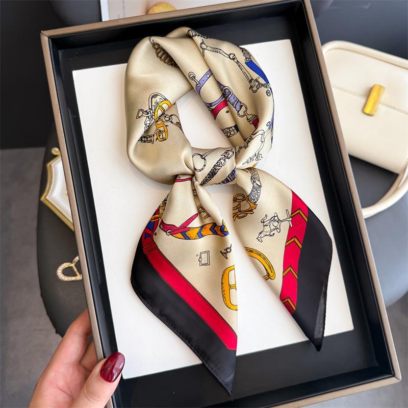 70*70cm Square Silk Scarf for Women Fashion Ladies Satin Neck Hair Tie Bandana Female Foulard Beach Stoles Hijab Scarves Pareo