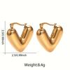 Stainless Steel Metal Peach Heart Pendant Earrings for Women Vintage Punk Gold Color Glossy Thick Heart Earrings Party Jewelry