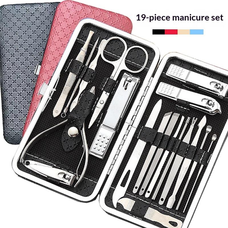 8/19Pcs Home Nail Clipper Set Large Dead Skin Pliers Diagonal Small Eyebrow Clipper With Leather Sleeve For Personal Grooming