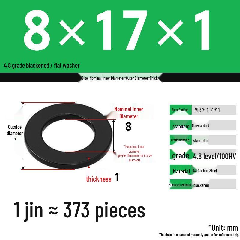 Blackened Enlarged Thickened Metal Washer - M3-M42