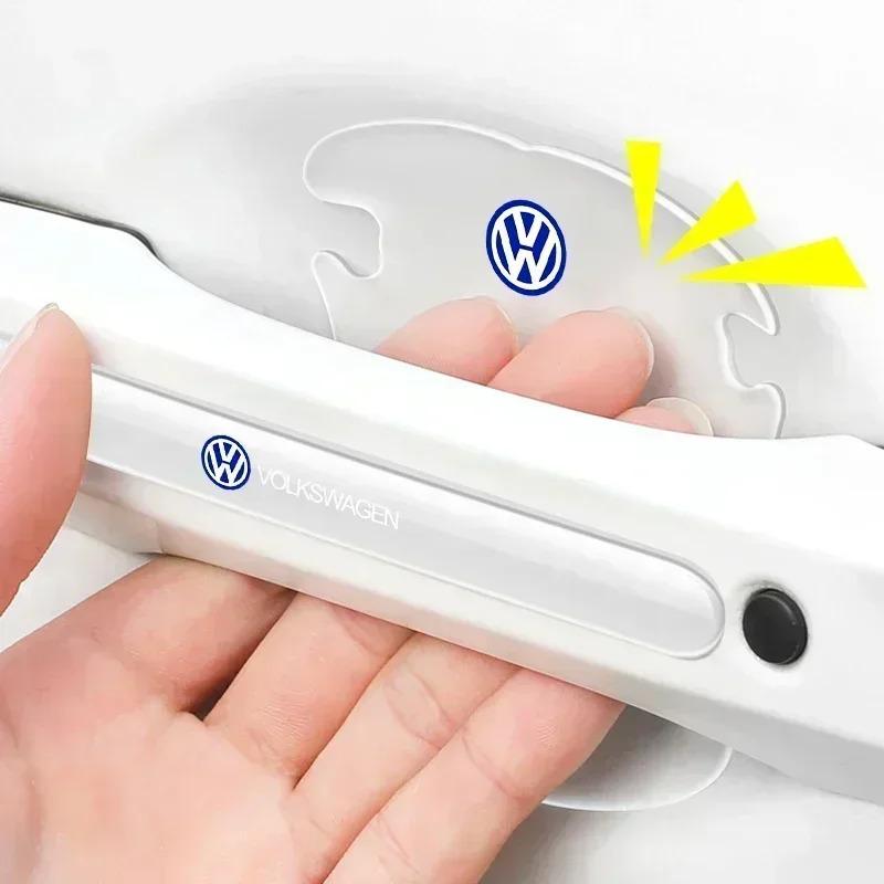 4PCS Transparent Car Door Handle Sticker For VW GTI Atlas Jetta Touareg Variant Golf Polo Taos Passat Decoration Protector Film 3TGDS