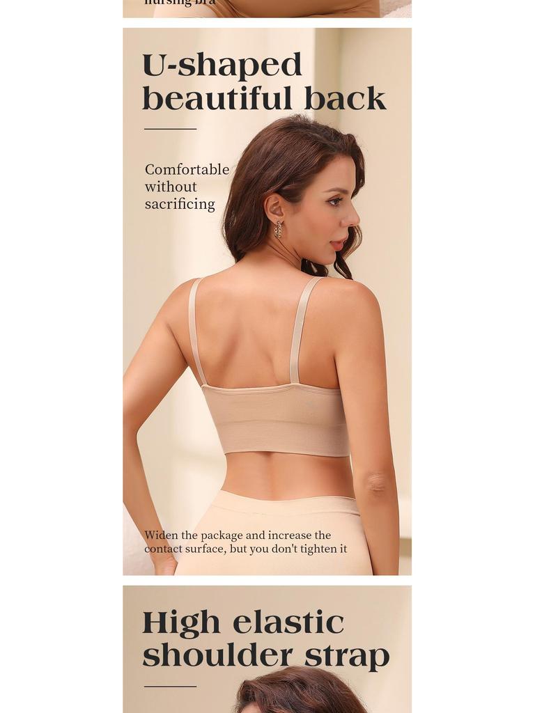 Seamless Wire-Free Nursing Bra: Comfortable U-Back Maternity Breastfeeding Bra with No Chest Pad.
